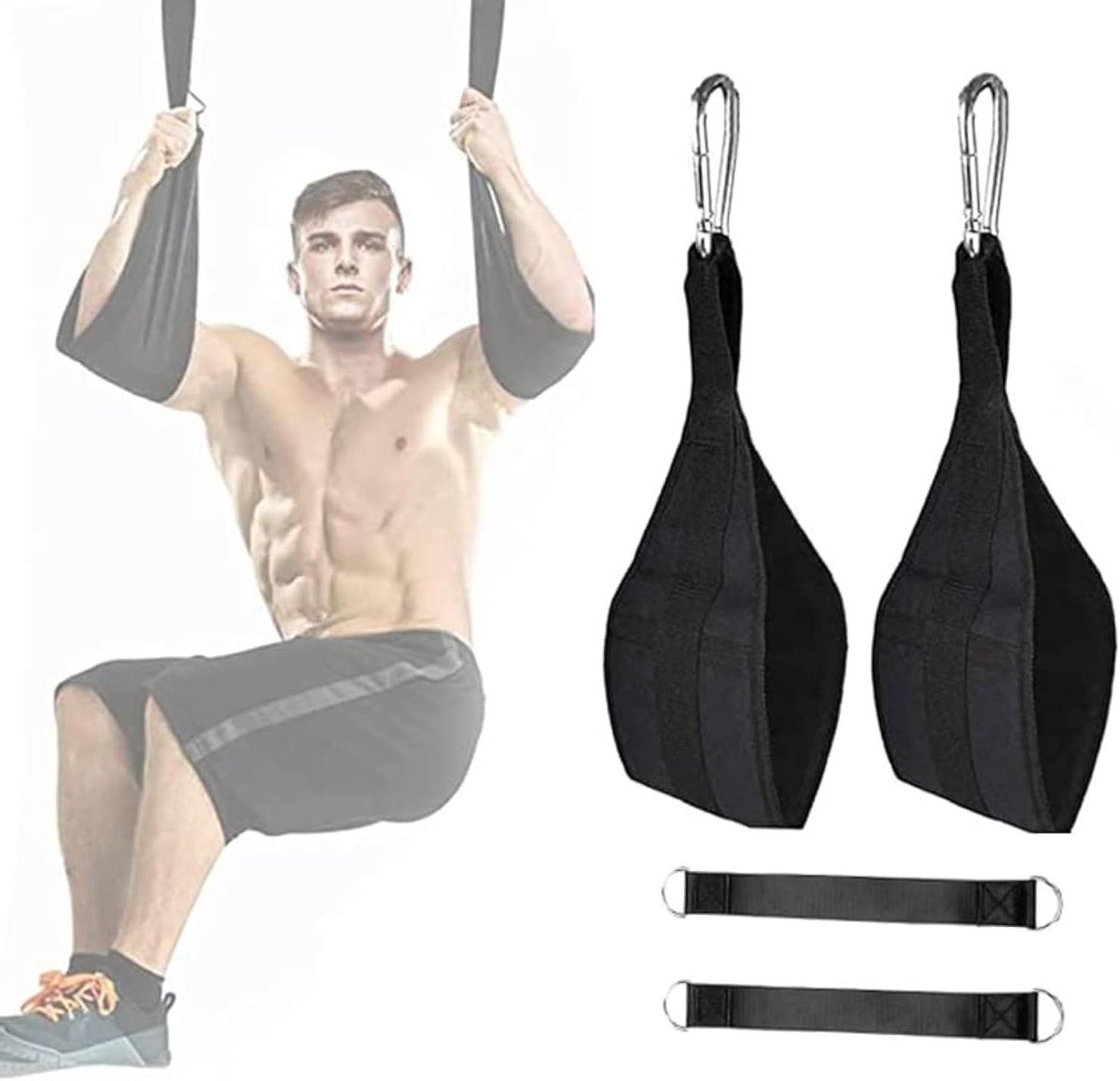 Ab-bandjes Optrekstang - Hangende Buikbanden - Kerntraining - Robuuste Constructie - Tot 300 lbs - Zwart
