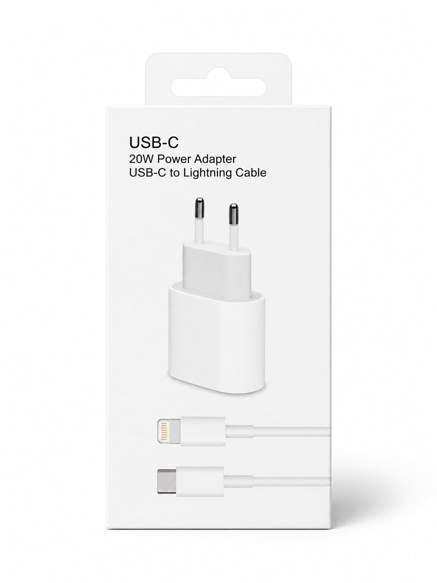 SB-C 20W Snellader + USB-C naar Lightning Kabel – Fast Charge voor iPhone & iPad