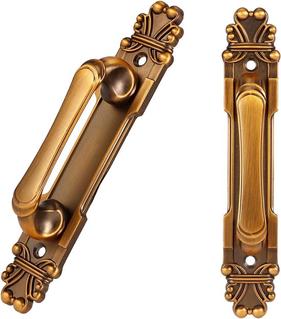 Set van 2 antieke messing deurklinken met Europese stijl.