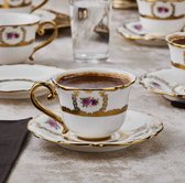 Karaca Elizabeth - Koffiekopjesset 12-delig - 6 Personen - 90 ml - New Bone - Espresso & Turkse Koffie