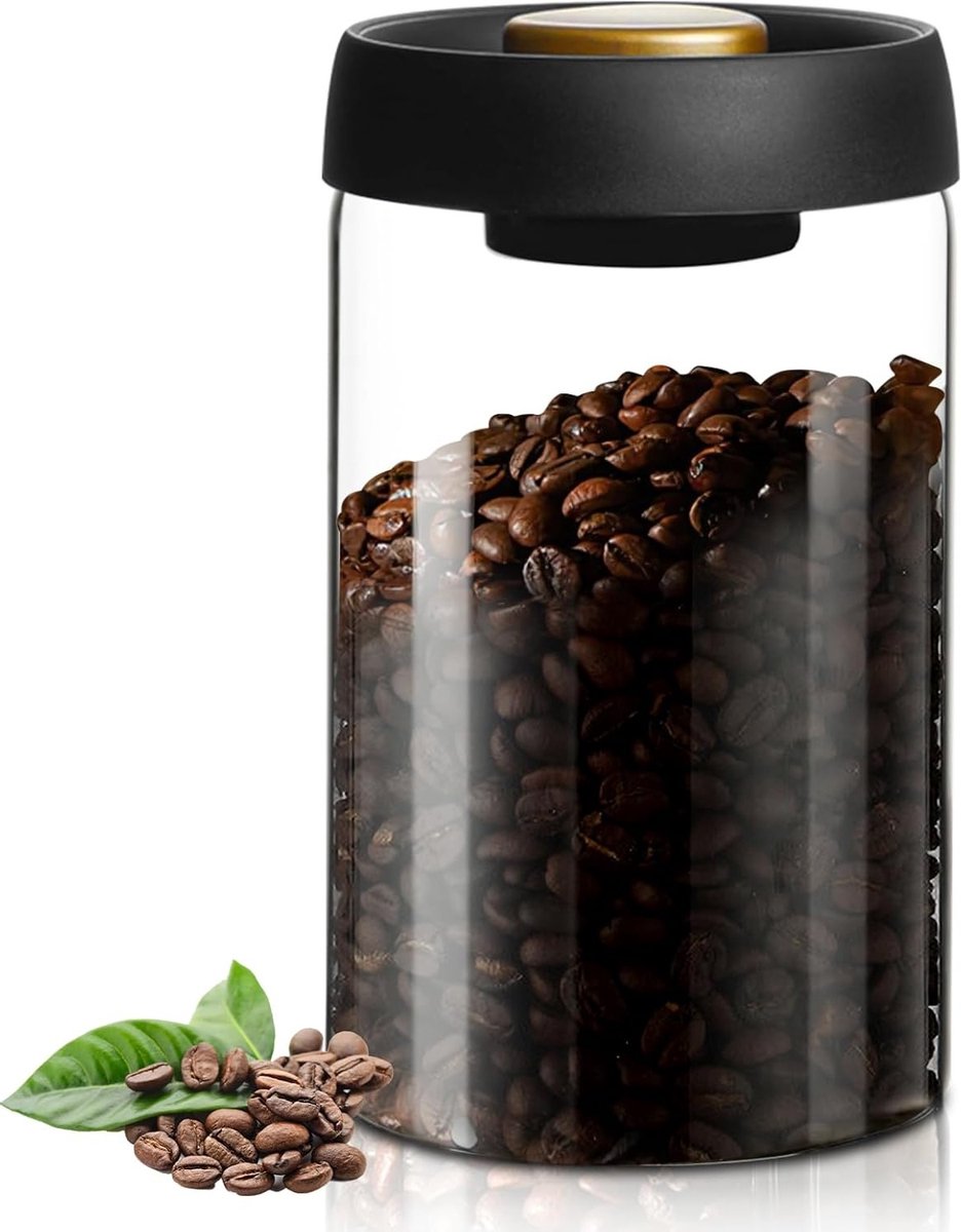 Vacuüm Koffieblik 1200 ml van Glas - Luchtdichte Houder voor Koffiebonen en Granen