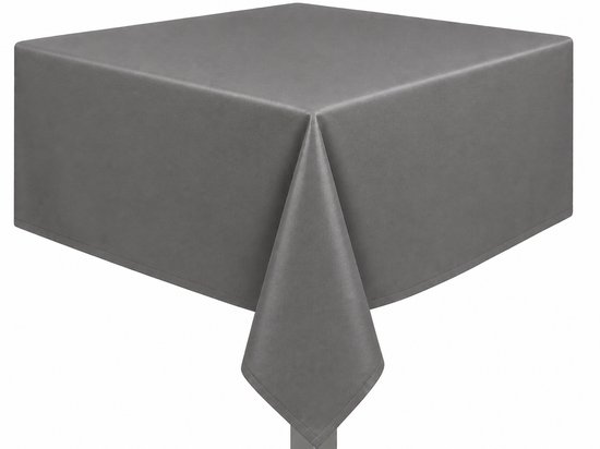 Nappe gris foncé tombant sur le bord d'une table.