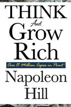 Boek kaft: "Think And Grow Rich" door Napoleon Hill. Meer dan 15 miljoen exemplaren gedrukt.