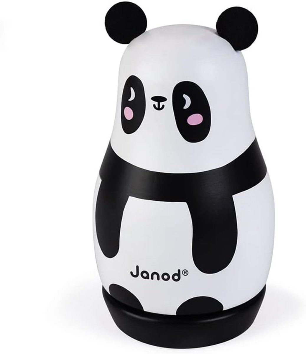 Houten Muziekdoos Panda - Speeldoos Kinderkamer - Babykamer Decoratie - Mechanisch Opwindbaar - 8 x 8 x 14 cm - Zwart