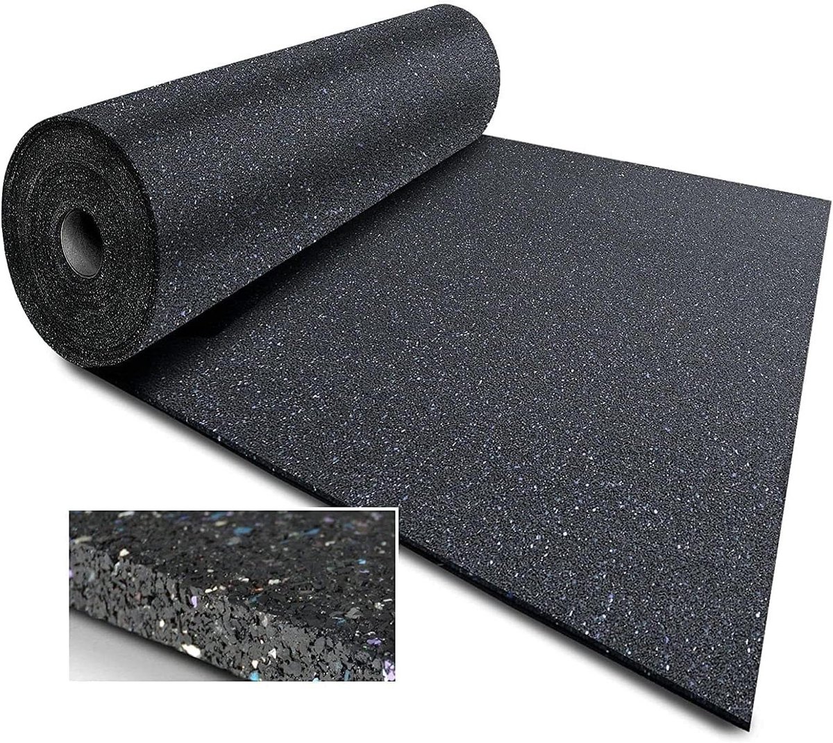 Stalmat Rubbergranulaat - Paardenmat Stalmat - Paardenstal Inrichten - Waterdoorlatend Antislip - 200 x 125 cm - Zwart