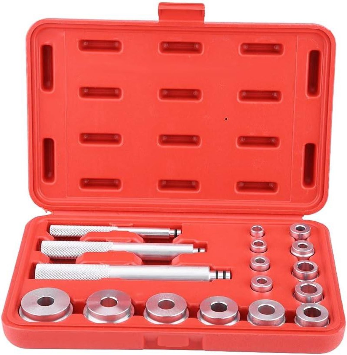 Wiellager Gereedschap - Lagerzetter Set - Onderhoud Voertuigen - 17-delige Set - 25 x 17 x 5 cm - Zilver