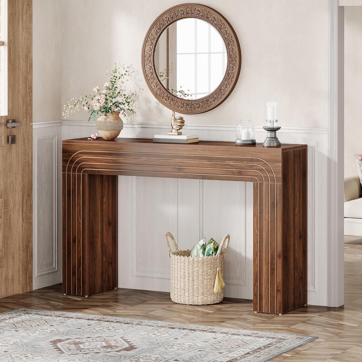 Consoletafel 140 x 34 x 90 cm Smalle Lange Haltafel / Banktafel / Entry Table in Vintage Bruin – Dader