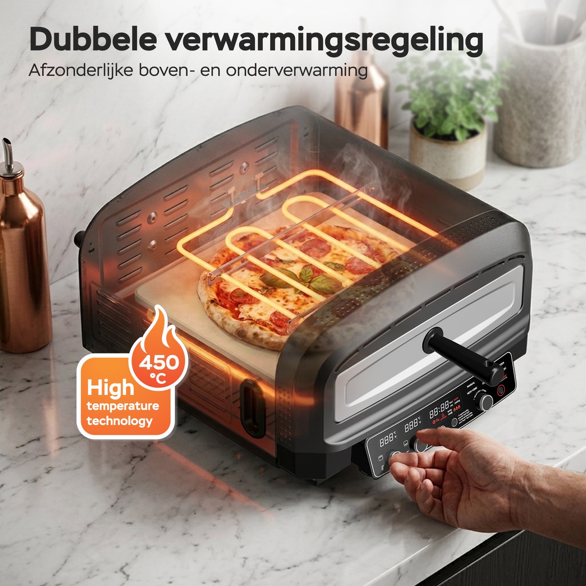 TurboTronic PO14 Elektrische Pizza Oven – Slimme Pizzaoven tot 450 °C – Zwart – foto 6