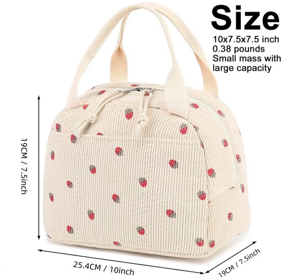 Tas-Picknicktas-Luxe Geïsoleerde Lunchtas - Zwart-wit Geblokt - Koeltasje voor Dames en Heren - Thermische Lunch Bag voor Werk en Picknick - Vershoudtas - 25.4x19x19 cm — afbeelding 5
