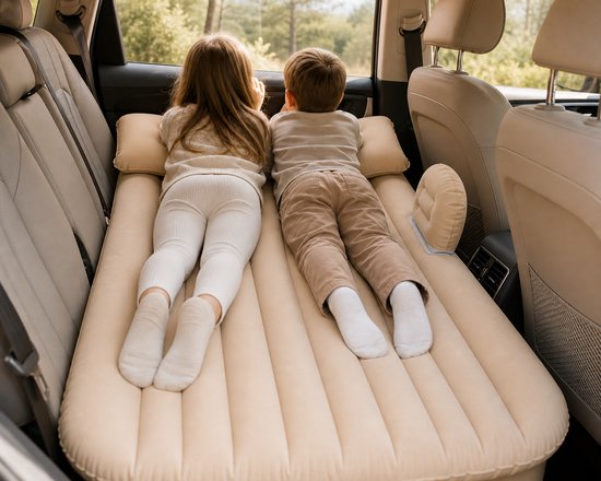 BRD® Auto Luchtbed Beige - Achterbank 12V Pomp 2 Kussens Matras 78 cm — afbeelding 2