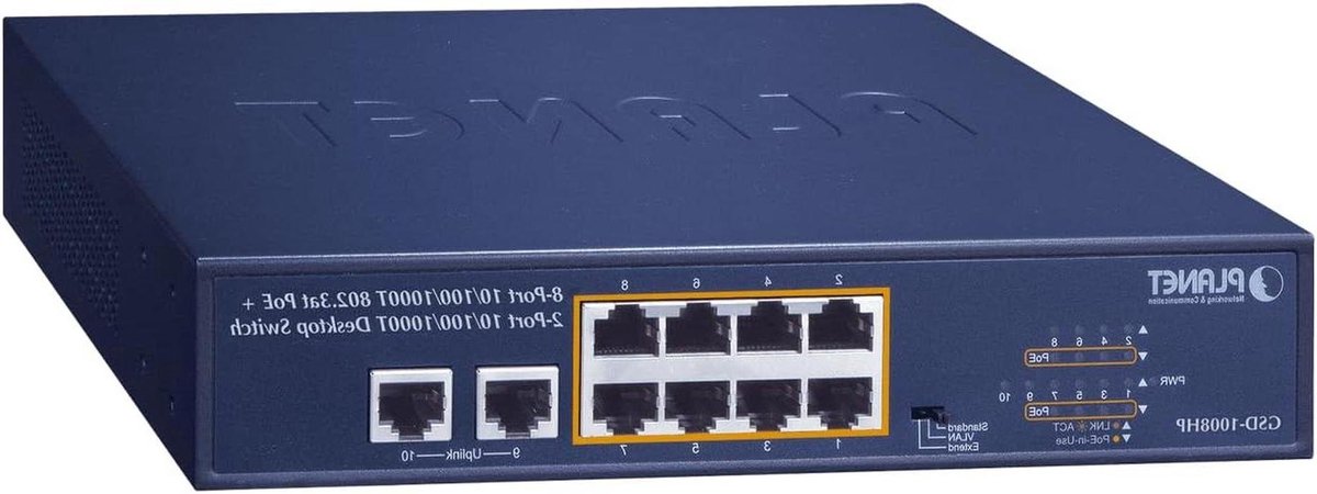 Netwerk Switch - PoE Switch - Netwerk Uitbreiden - 10 Poorten - 10-inch - Zwart