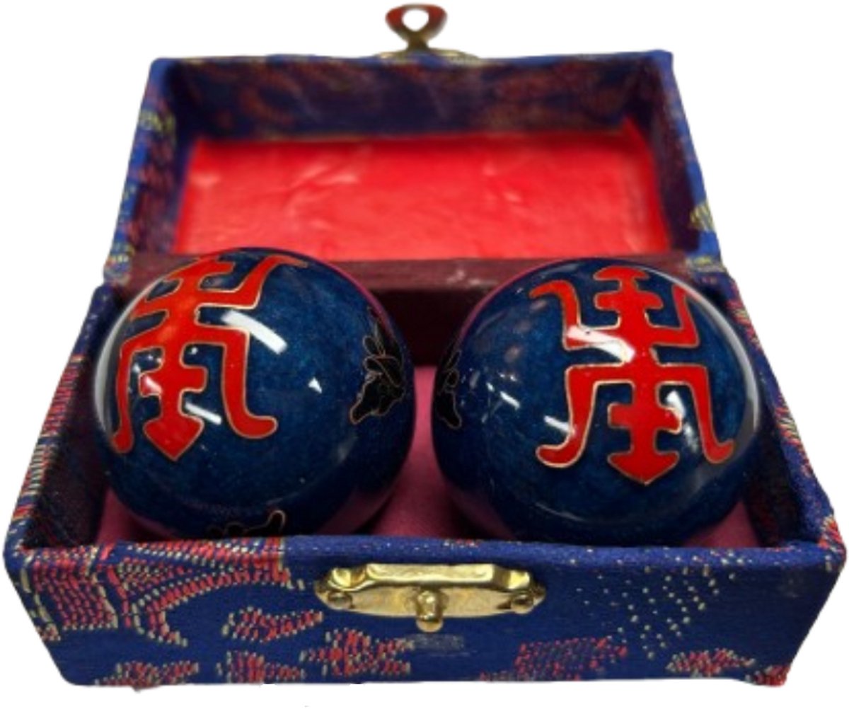 Meridiaankogels Long Life Symbool - Boading Balls 4 cm. - Groene Chinese Gezondheidskogels