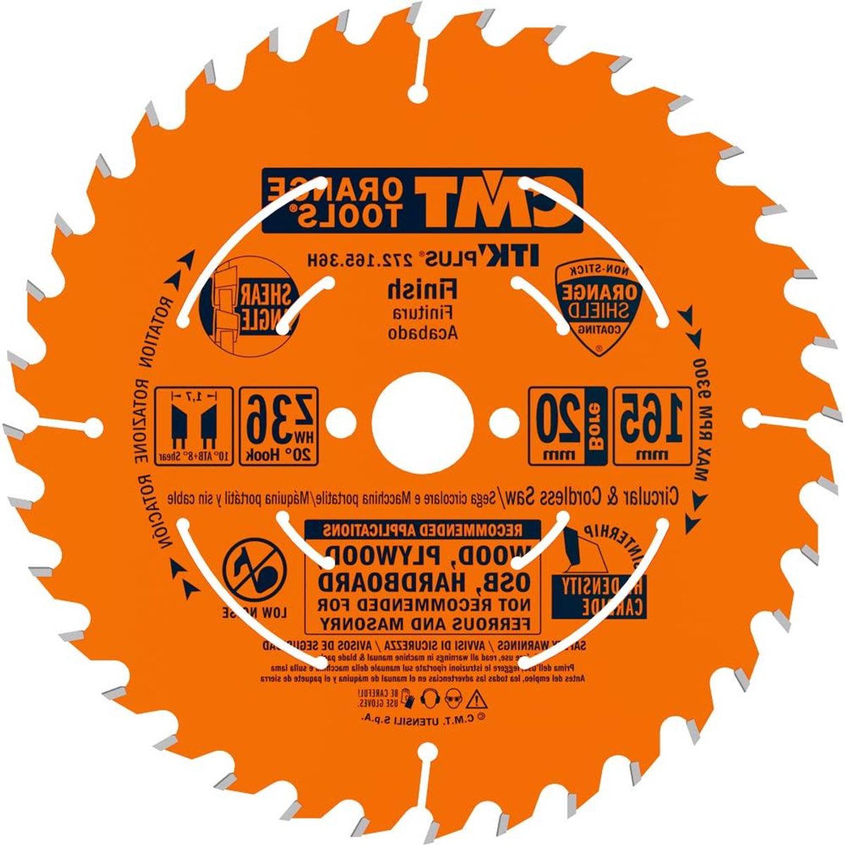 Cirkelzaagblad - Zaagblad hout - Precisie zagen - 36 tanden - 165 mm - Oranje