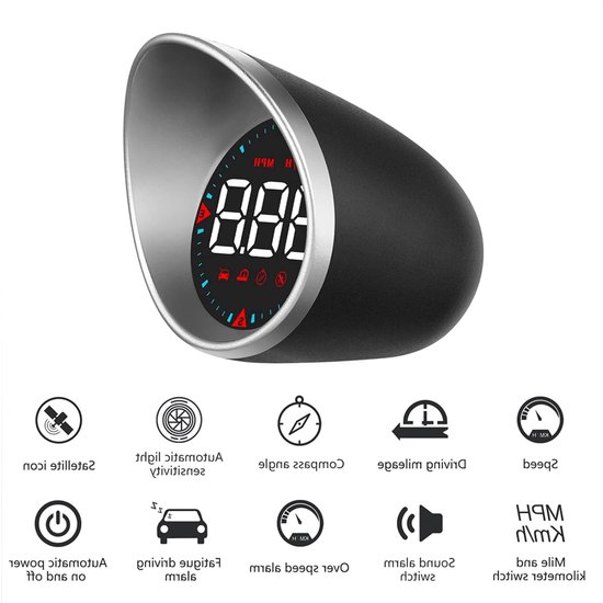 Digitale HUD Snelheidsmeter - Multifunctioneel met Alarm - Compact Ontwerp