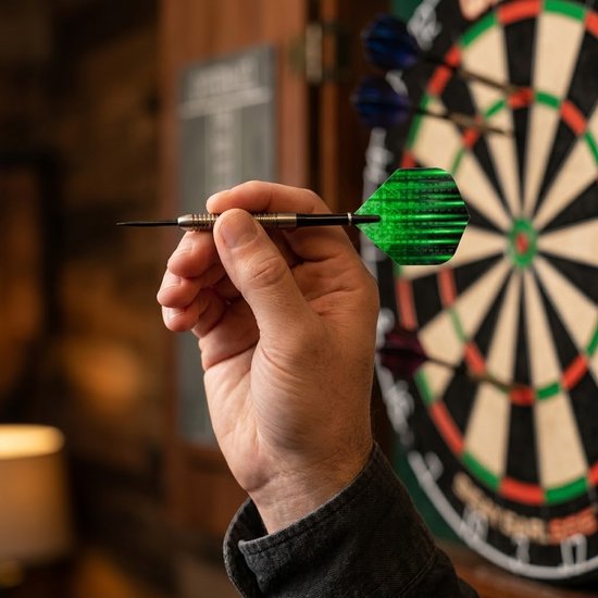 Multikleur dart flights set standaard vorm - PET dart vlucht veren voor heren en dames - dart flights met gradient kleuren en digitaal patroon - set van 18 dart flights voor standaard dartpijlen van Merkloos — afbeelding 3