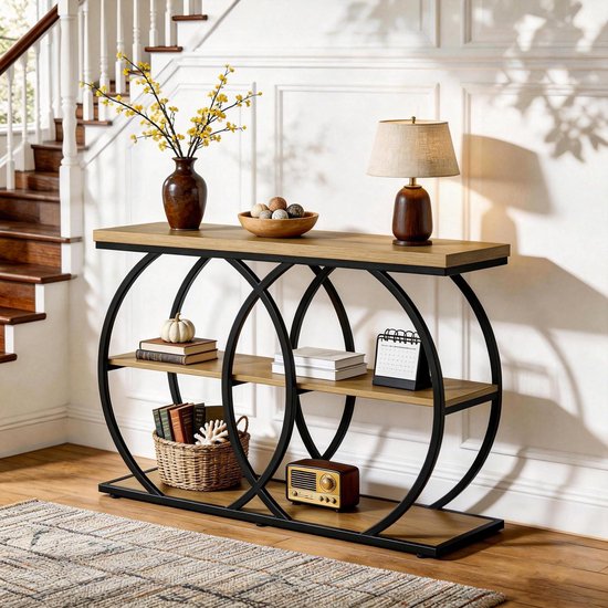 Table Basse Ronde Scandinave En.casa - 80x46 Cm Avec Étagère, Style Intemporel Sable