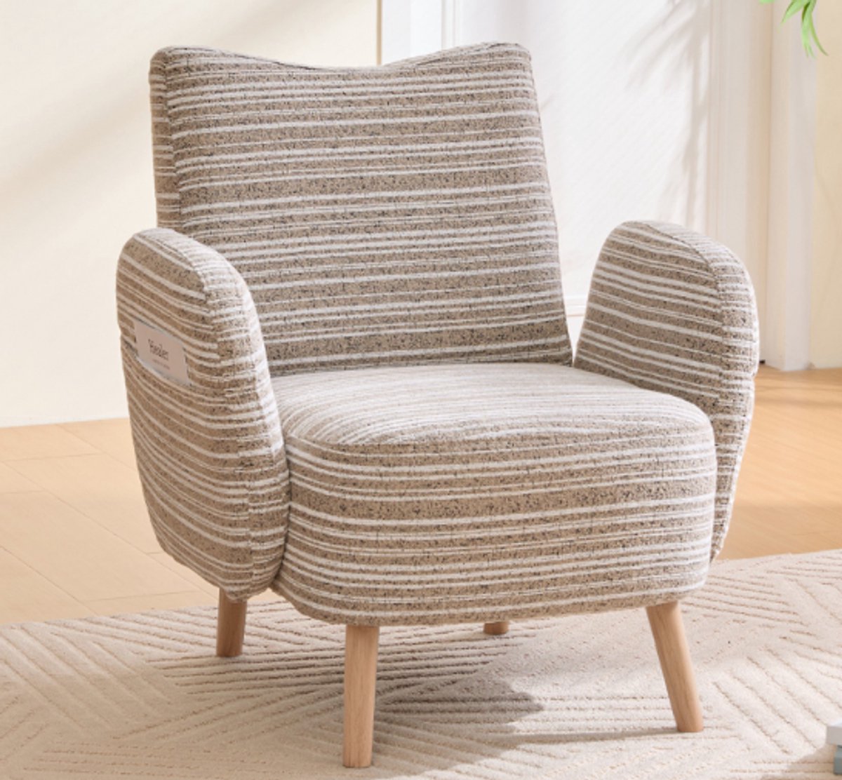 Fauteuil - Relaxstoel - Comfortabele TV-stoel - Leesstoel - Modern design - Met zijvakken - Geschikt voor de woonkamer, slaapkamer en kantoor - Kaki
