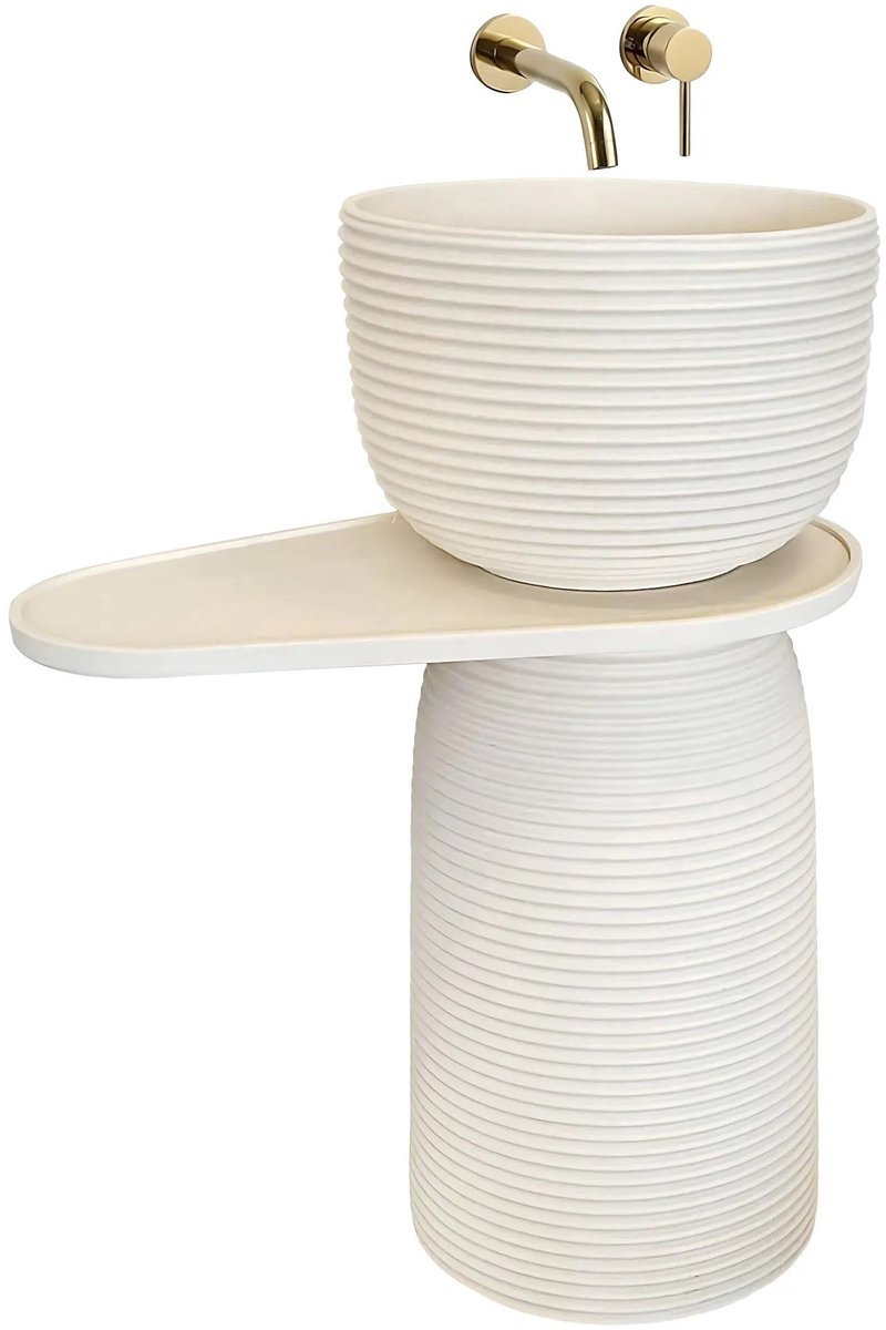 Rea - Azalia - Vrijstaande Wastafel - Beige, Ecru, Steenimitatie - 65,5X39,5X86Cm