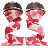 Roze wit camouflage lifting straps polsbanden unisex met verstelbare lus en antislip grip – fitness gewichtheffen straps voor krachttraining deadlift bodybuilding en sportschool training