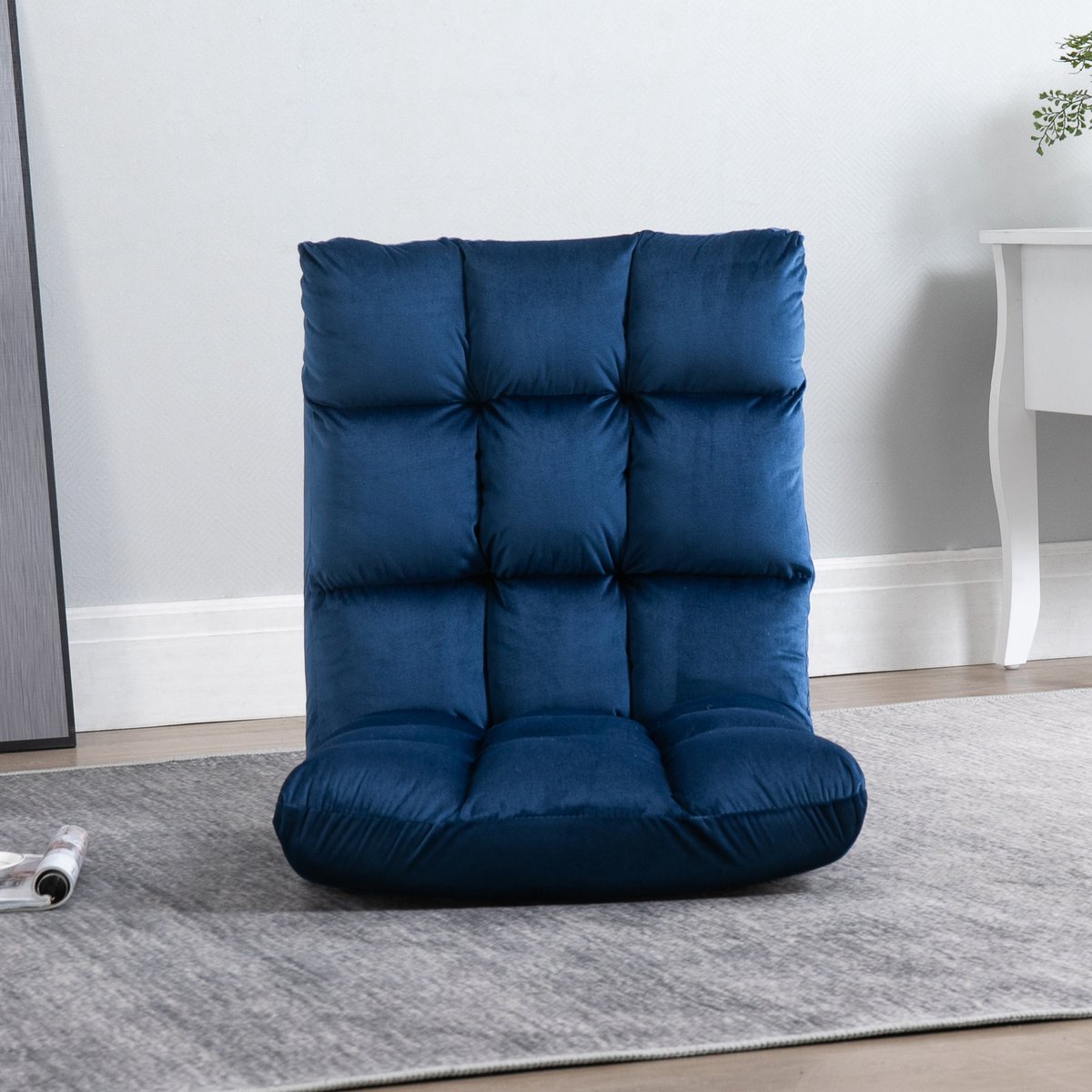 MODFU - Vloerstoel - 3-In-1 En Verstelbare Rugleuning Met 13 Standen - Voor Woonkamer En Gamen - Polyester - Blauw - 55 X 71 X 53,5 Cm