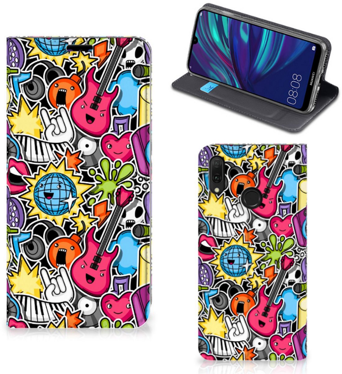 Huawei Y7 hoesje Y7 Pro (2019) Hippe Standcase Punk Rock
