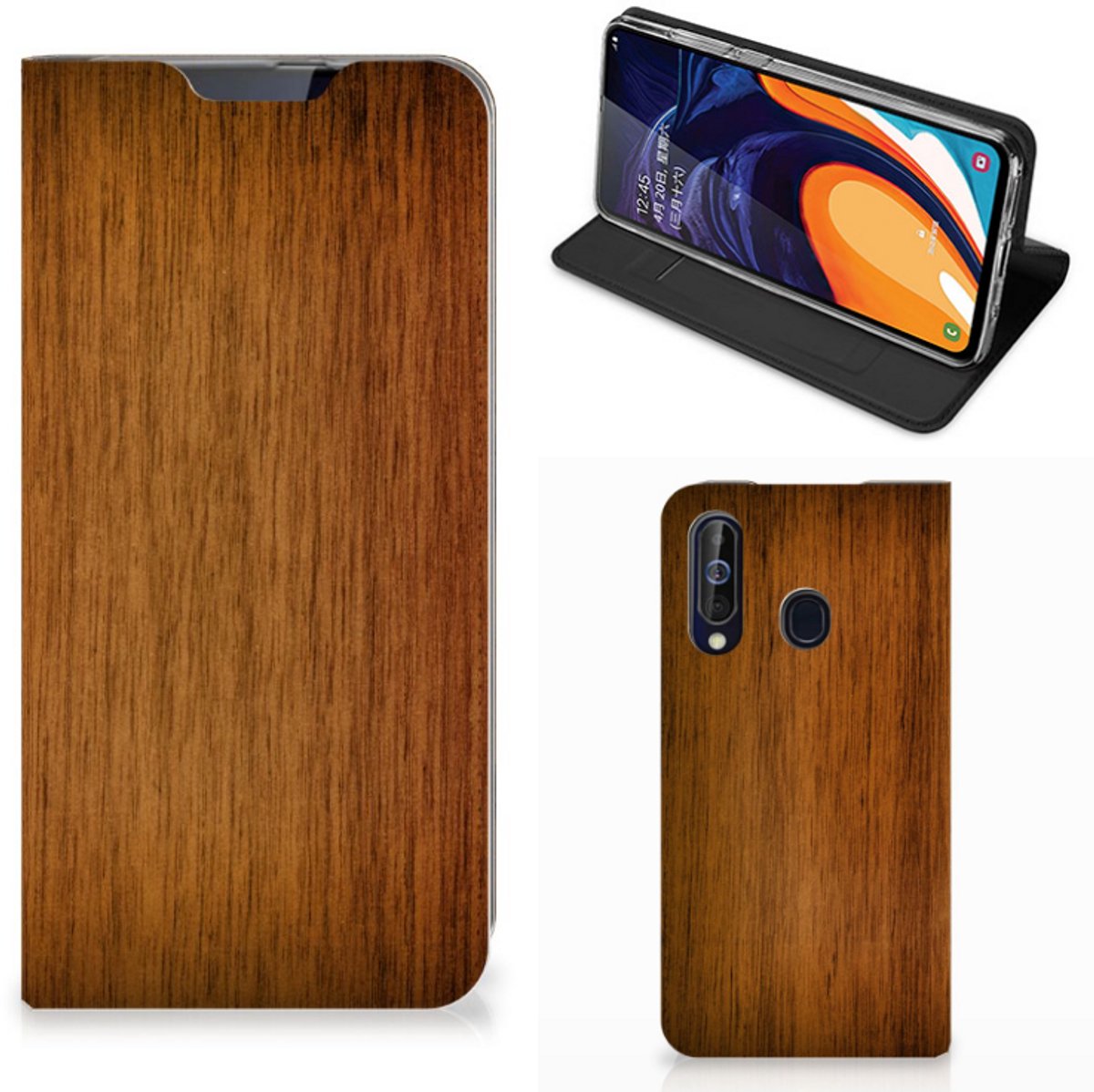 Samsung Galaxy A60 Book Wallet Case Donker Hout