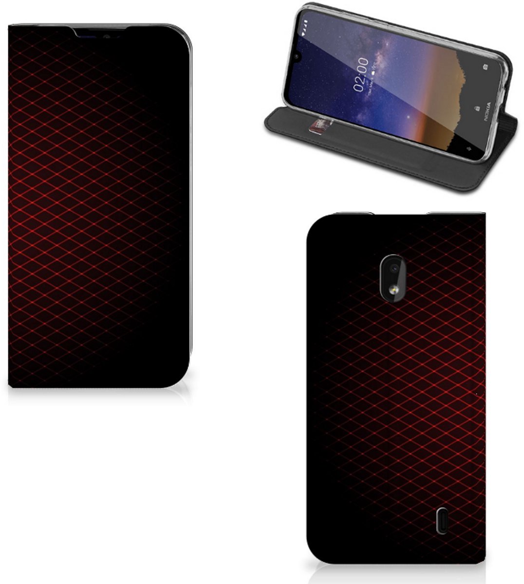 Nokia 2.2 Hoesje met Magneet Geruit Rood
