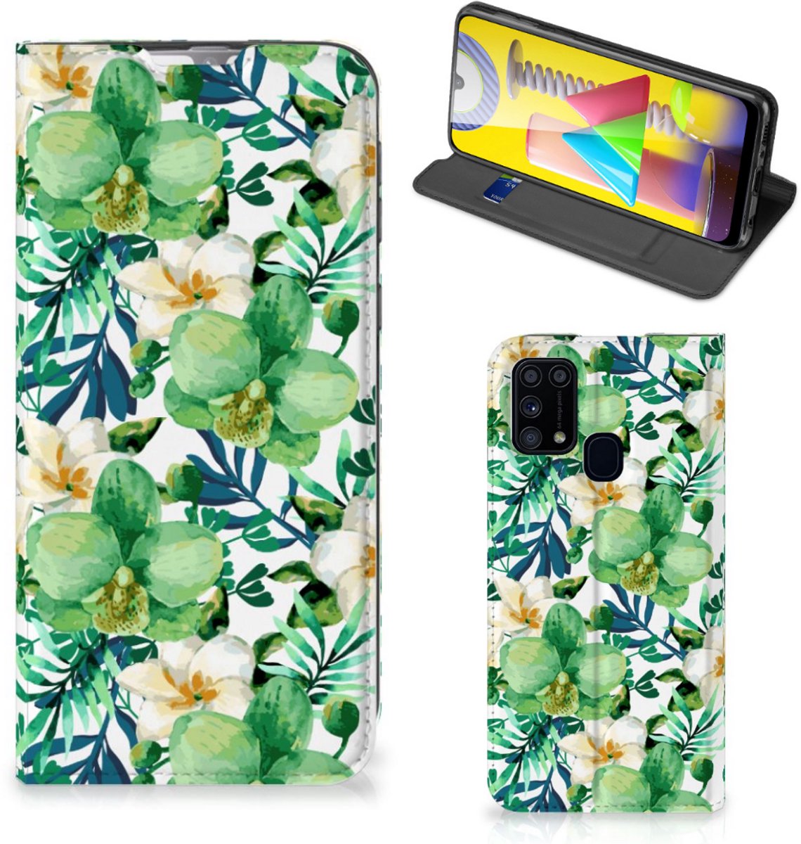 Samsung Galaxy M31 Smart Cover Orchidee Groen