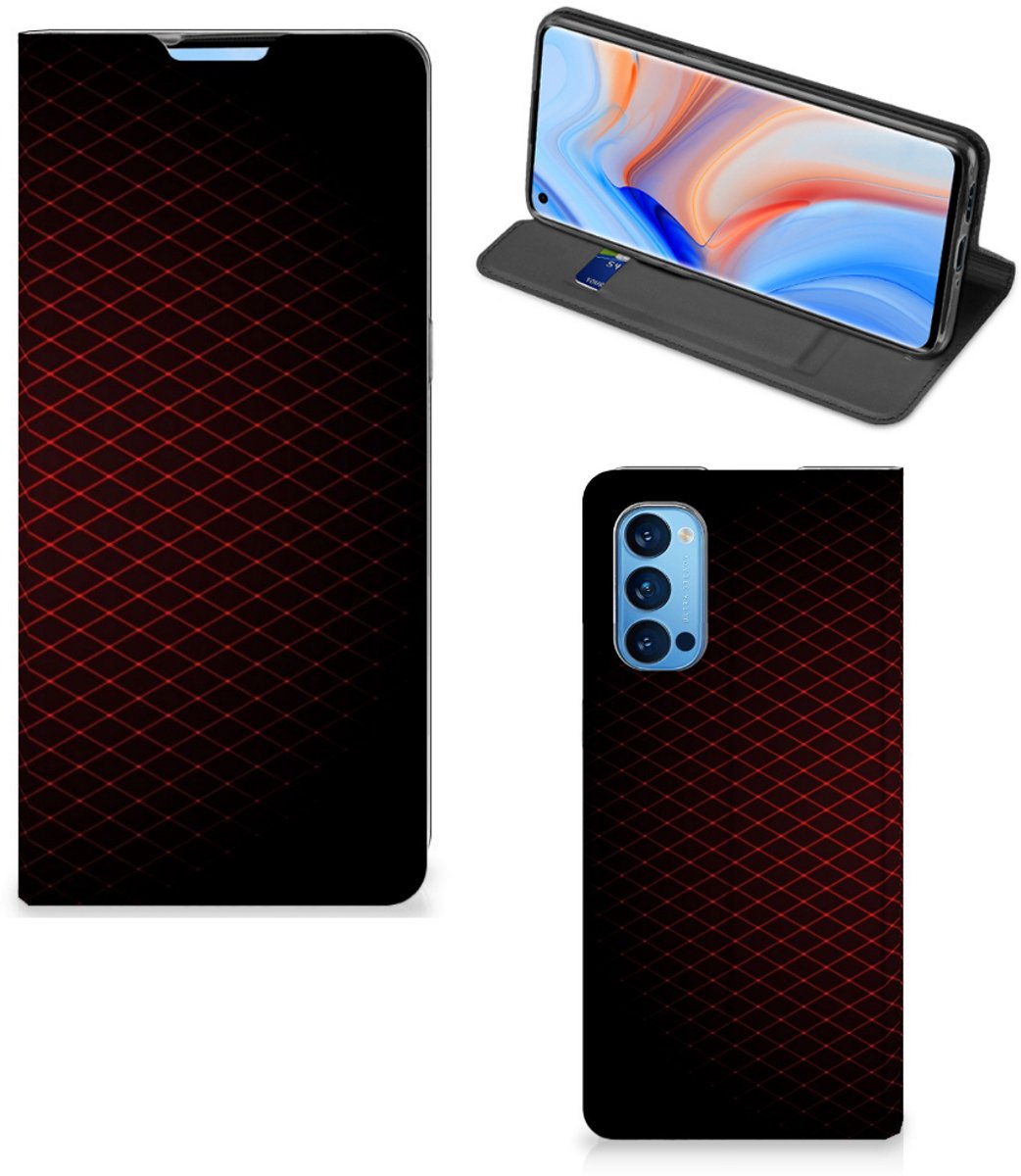 OPPO Reno4 Pro 5G Hoesje met Magneet Geruit Rood