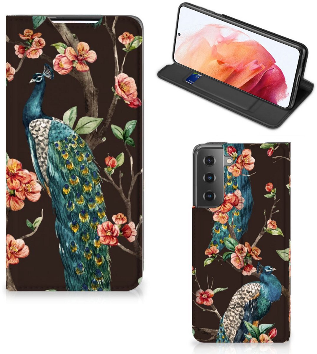 Samsung Galaxy S21 Hoesje maken Pauw met Bloemen