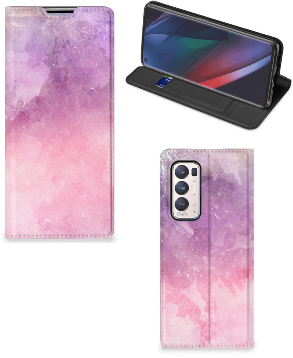 Bookcase OPPO Find X3 Neo Pink Purple Paint
