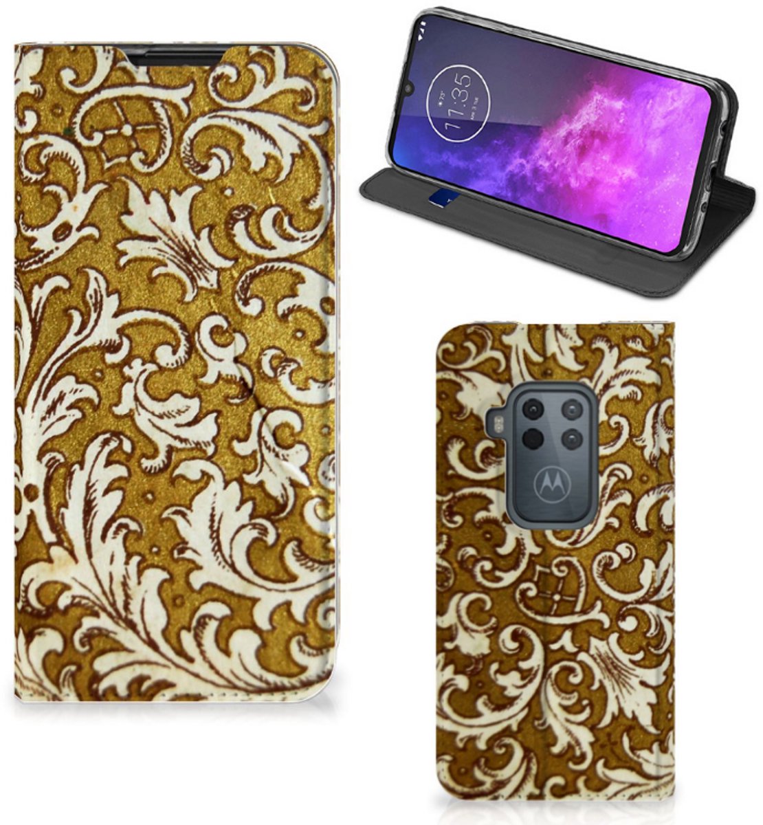 Telefoon Hoesje Motorola One Zoom Barok Goud