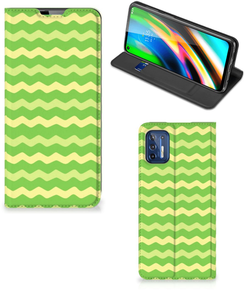 Motorola Moto G9 Plus Hoesje met Magneet Waves Green