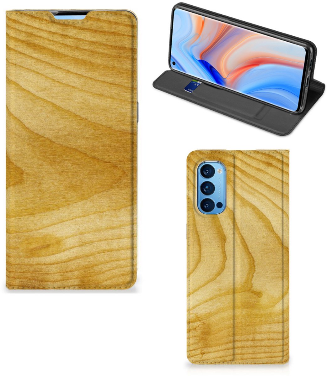 OPPO Reno4 Pro 5G Book Wallet Case Licht Hout