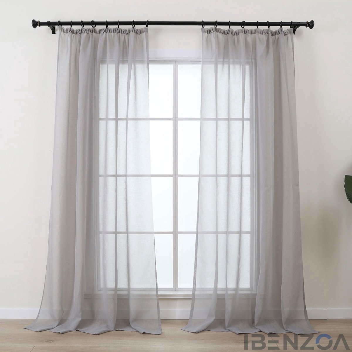 Ibenzoa Gordijn - Lichtgrijs - 245 cm - Linnen Look