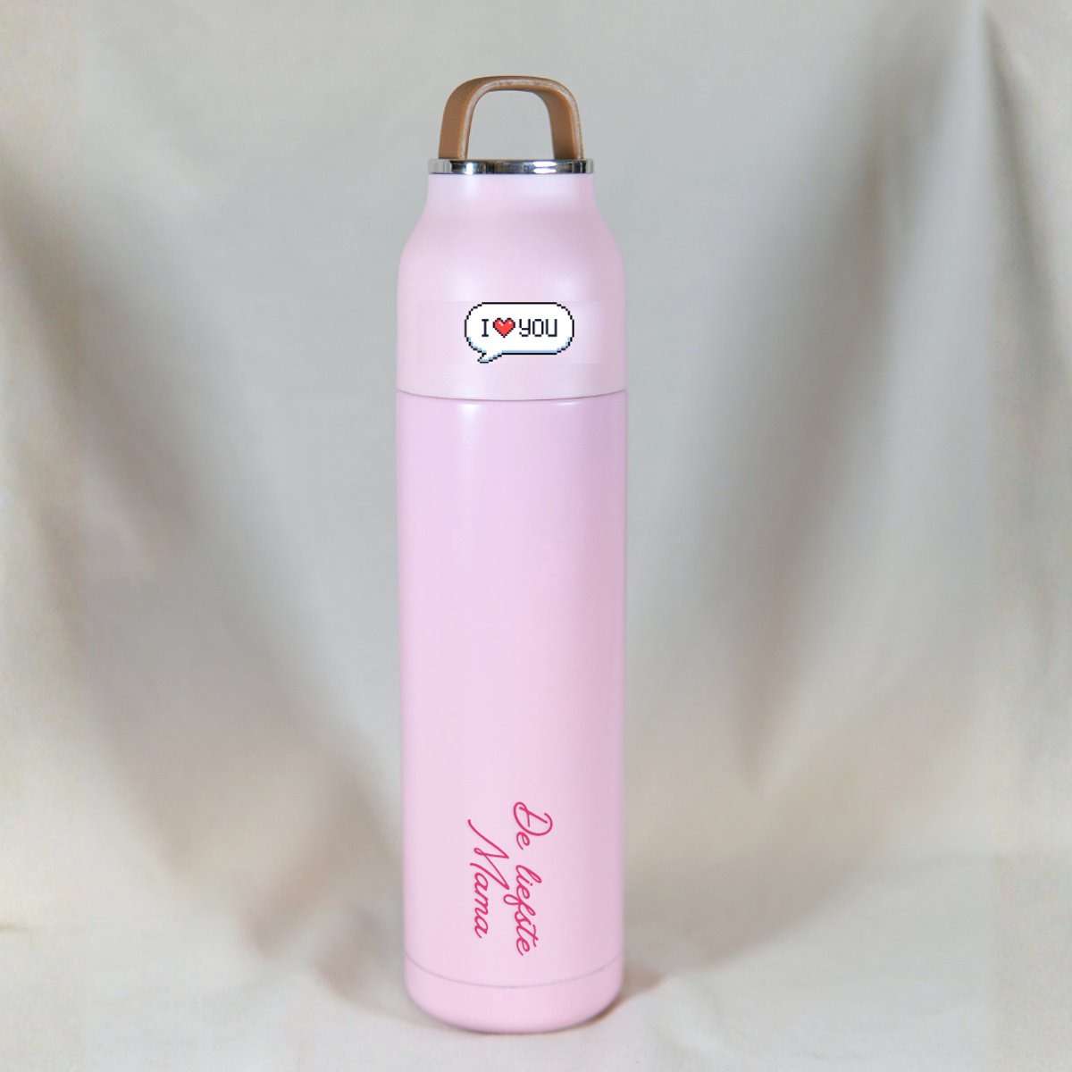 Thermosfles De Liefste Mama - 500ml - RVS - Roze - Cadeau Mam - Moederdag - Moederdag Cadeautje - Moederdag Cadeau voor Mama