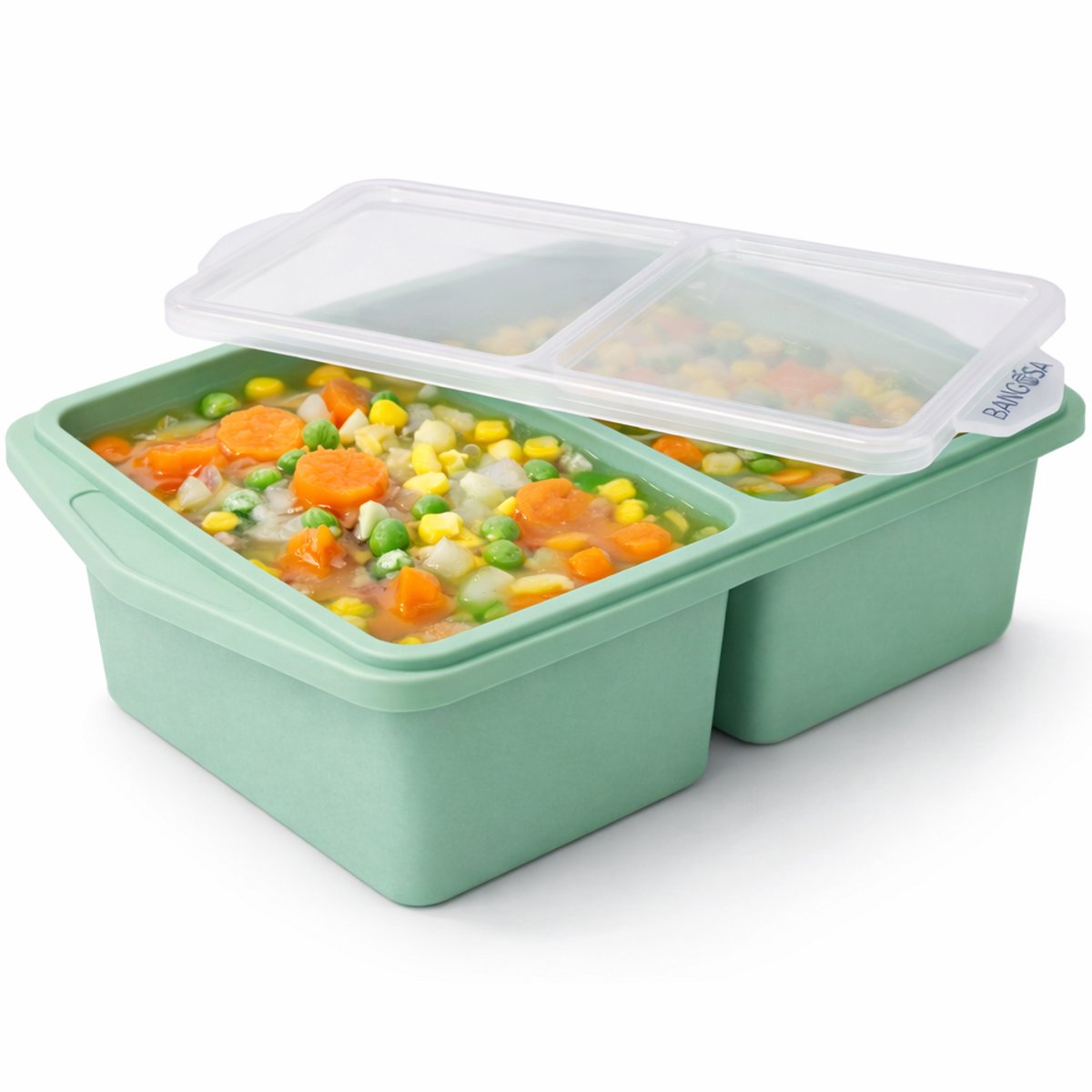 Bangosa Siliconen Diepvriesbakjes met Deksel – Meal Prep Bakjes – Vershoudbakje - Silicone vriezer tray - Voor Soep, Babyvoeding & Saus – Stapelbaar – 2x 500ml - Groen