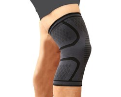 Go Go Gadget - Kniebandage - Knie Brace - Anti Slip Strip - Bescherming - Blessure - Sporten - Zwart / Grijs - Maat S