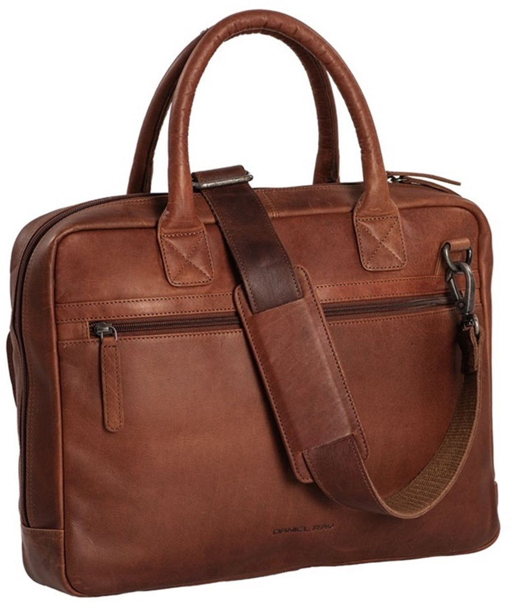 Daniel Ray Salem Leren Laptoptas 14 inch - Cognac