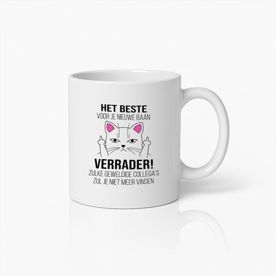 Grappige Afscheid Kat Mok 330 ml – “Het Beste Voor Jouwe Baan Verrader!” Koffiemok – Humoristisch Cadeau voor Collega