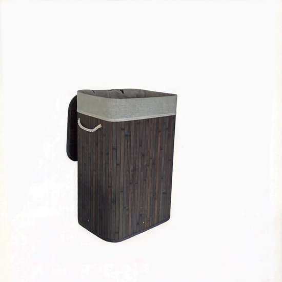 Hoppa! - Bamboe Wasmand - Opbergmand - 72L - Zwart