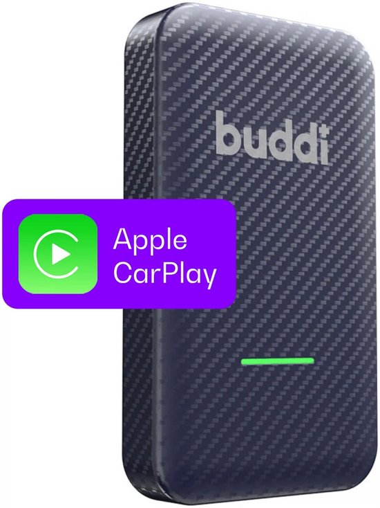 Buddi Play draadloze Apple CarPlay adapter auto | Bluetooth dongle USB-C & USB-A | voor iPhone 6+ iOS 10+