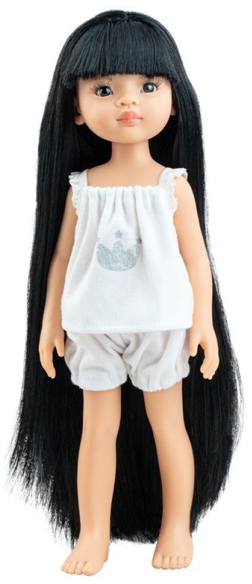 Paola Reina pop Amigas Liu zwart haar - pop in pyjama 32 cm.