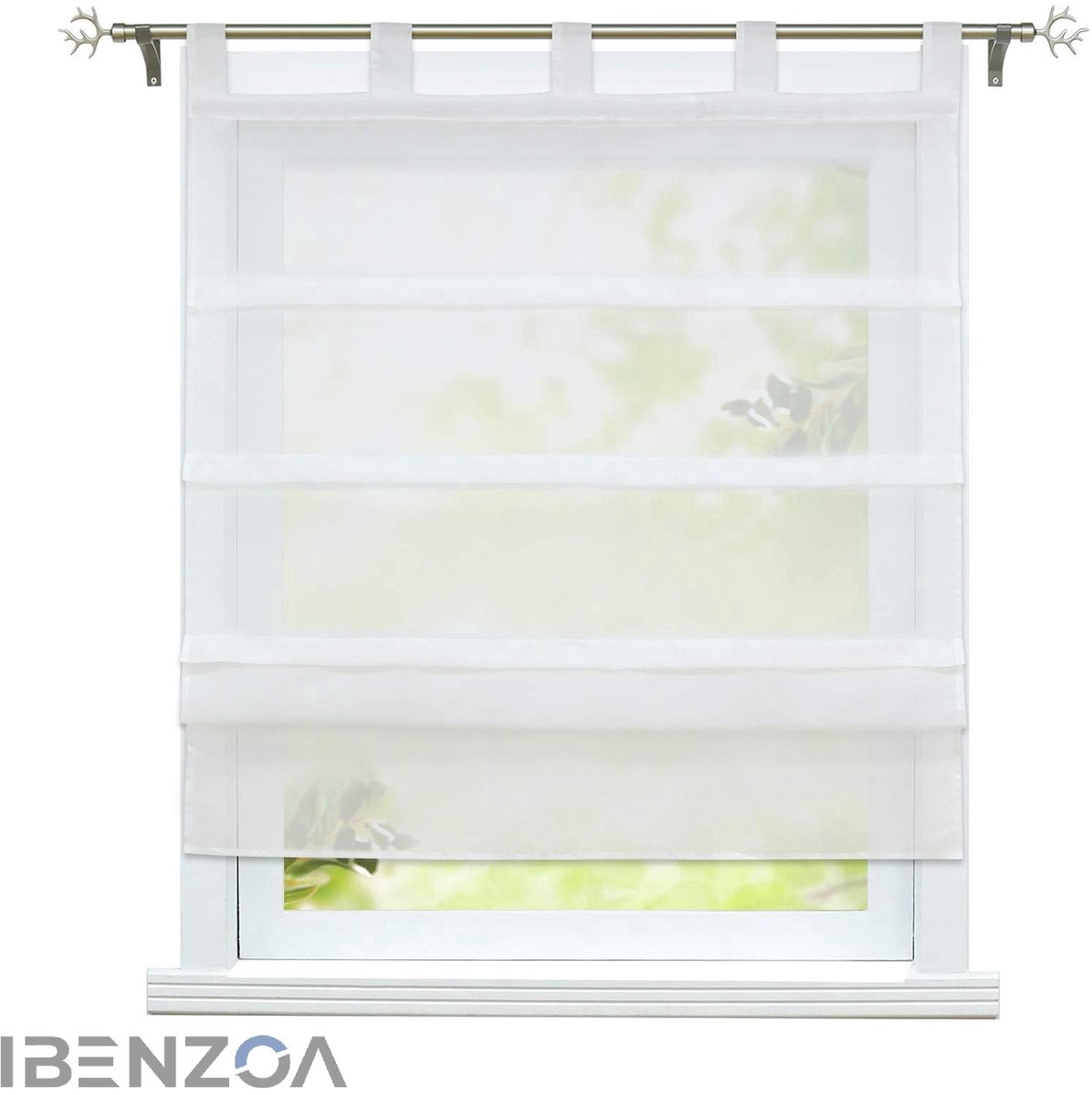 Ibenzoa Vouwgordijn - Wit - 100x140 cm - Polyester