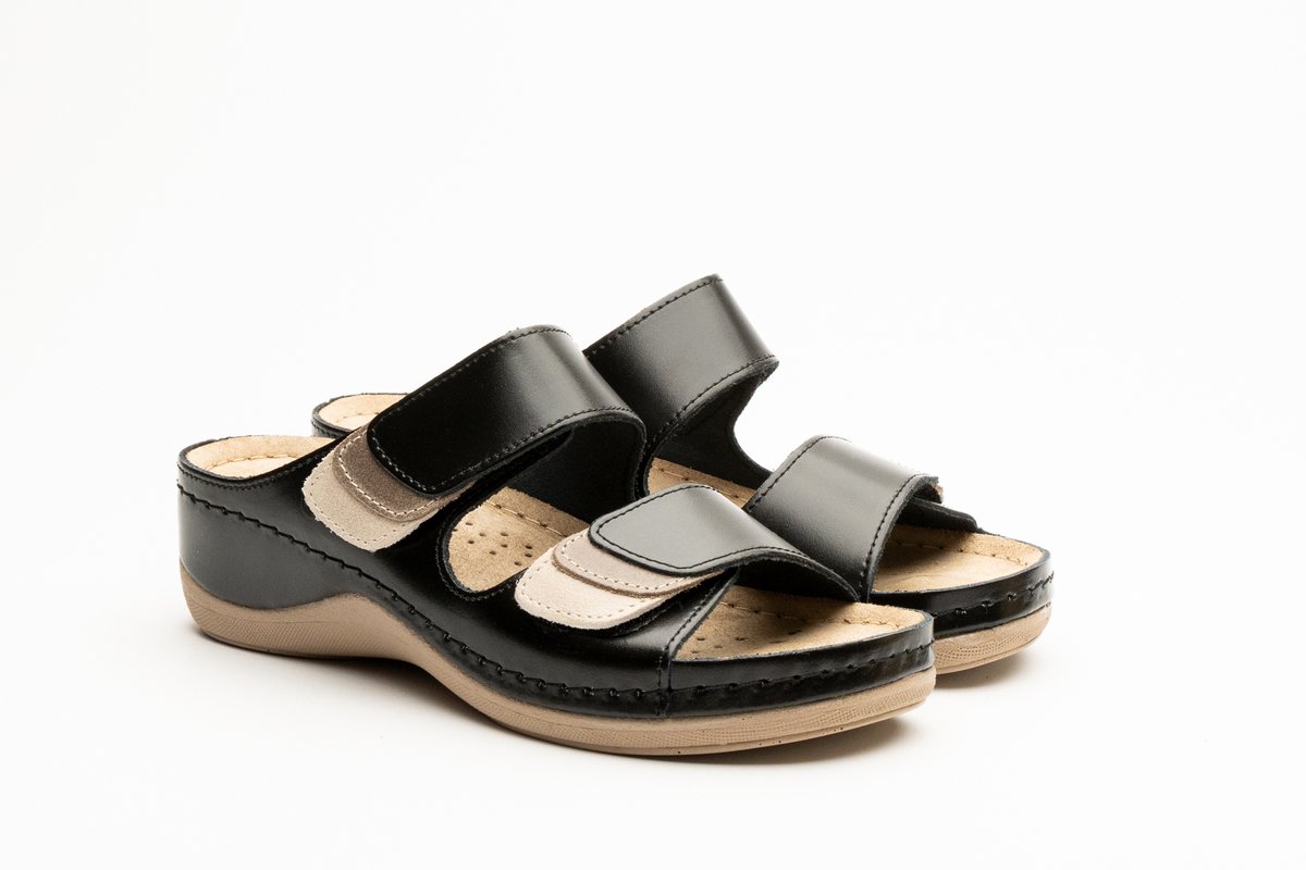 Sandalen met klitteband en antislip nop in zool - zwart 41