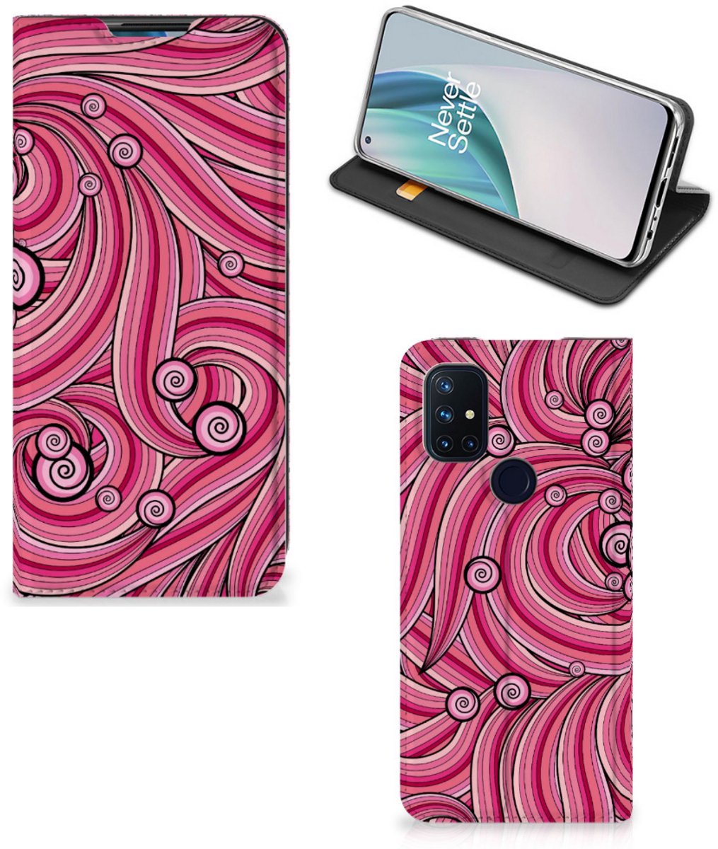 OnePlus Nord N10 5G Bookcase Swirl Pink