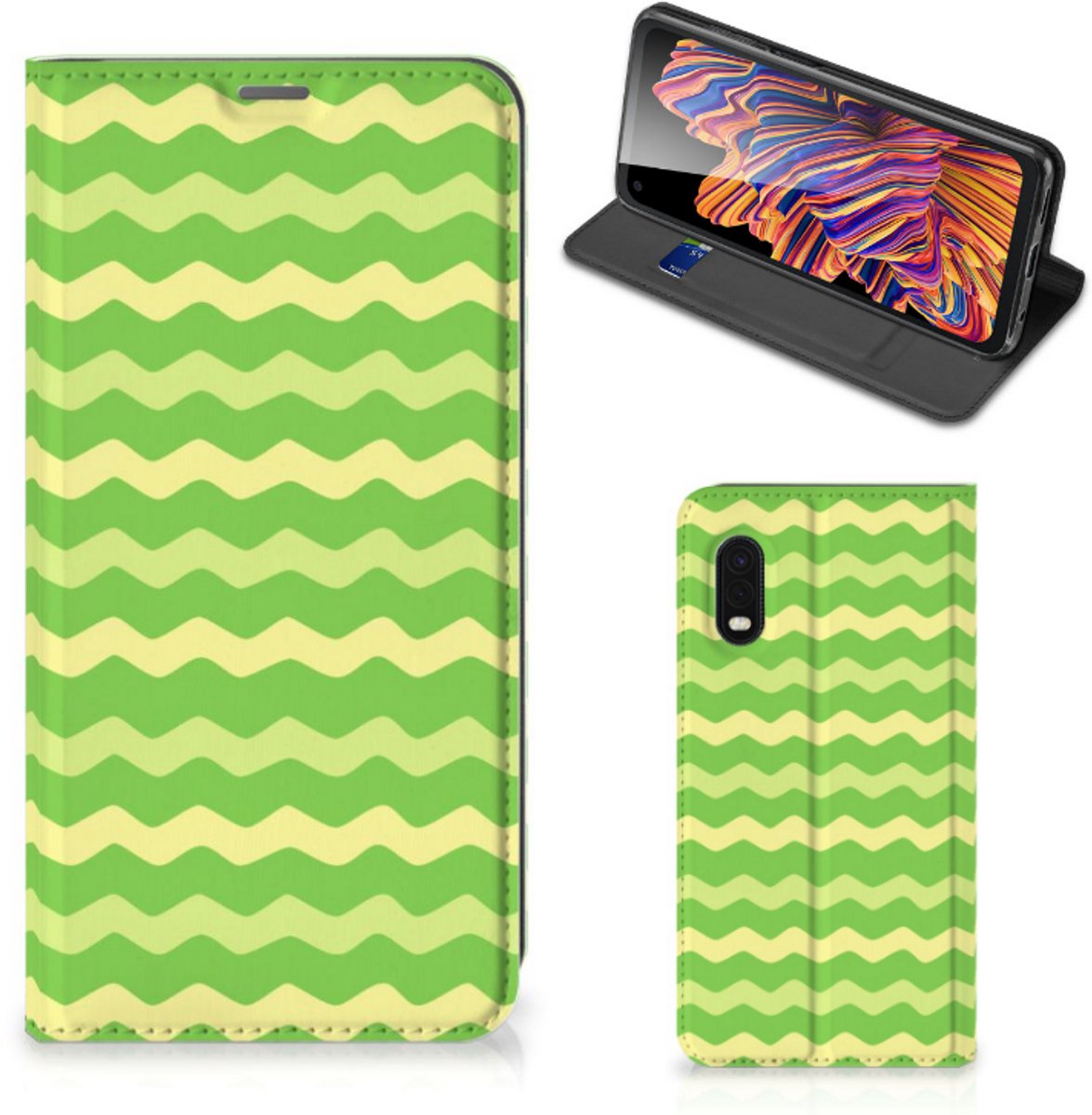 Samsung Xcover Pro Hoesje met Magneet Waves Green