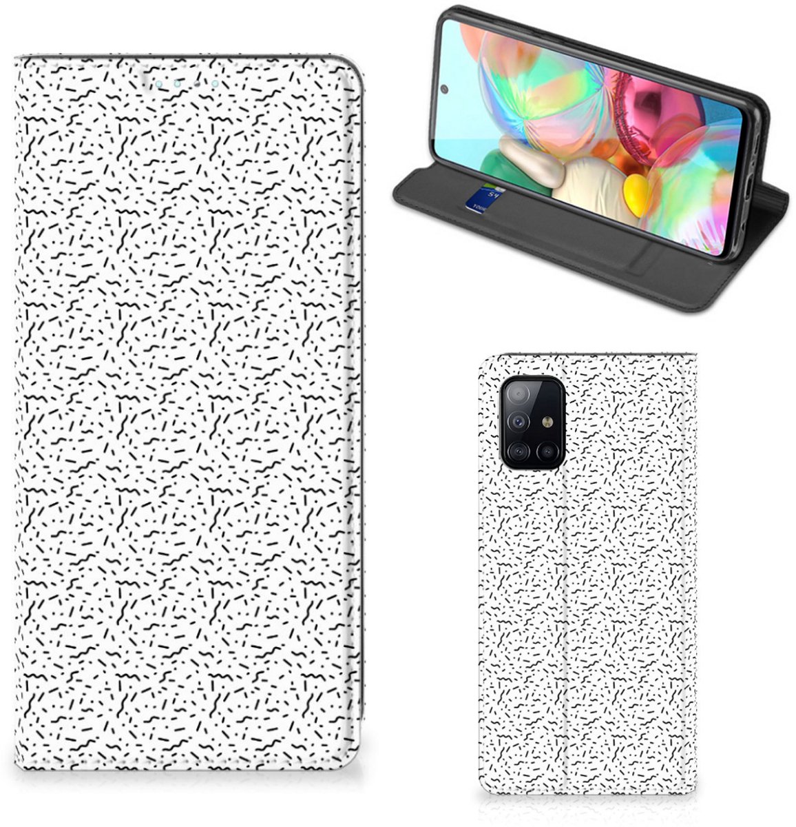 Samsung Galaxy A71 Hoesje met Magneet Stripes Dots