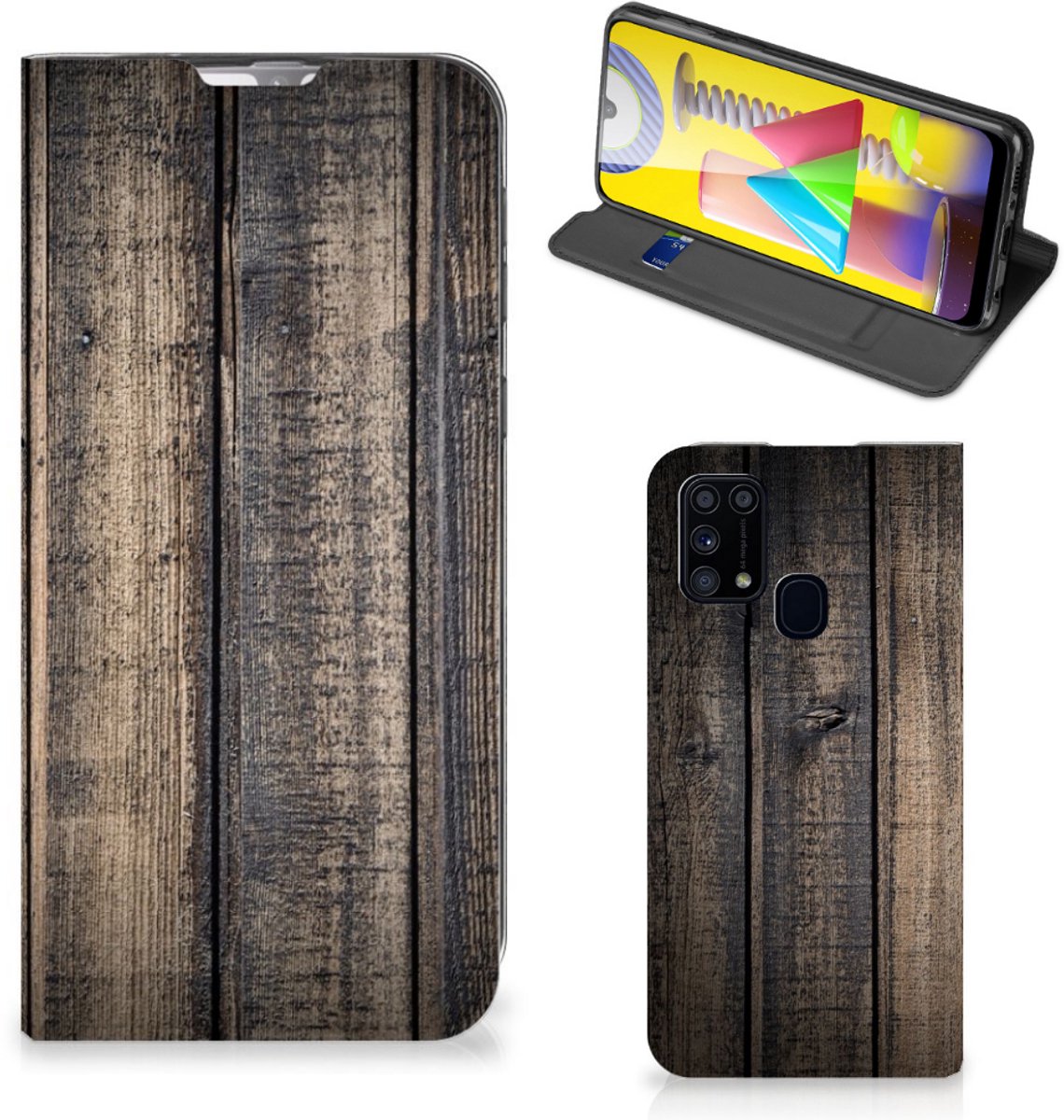 Samsung Galaxy M31 Book Wallet Case Steigerhout