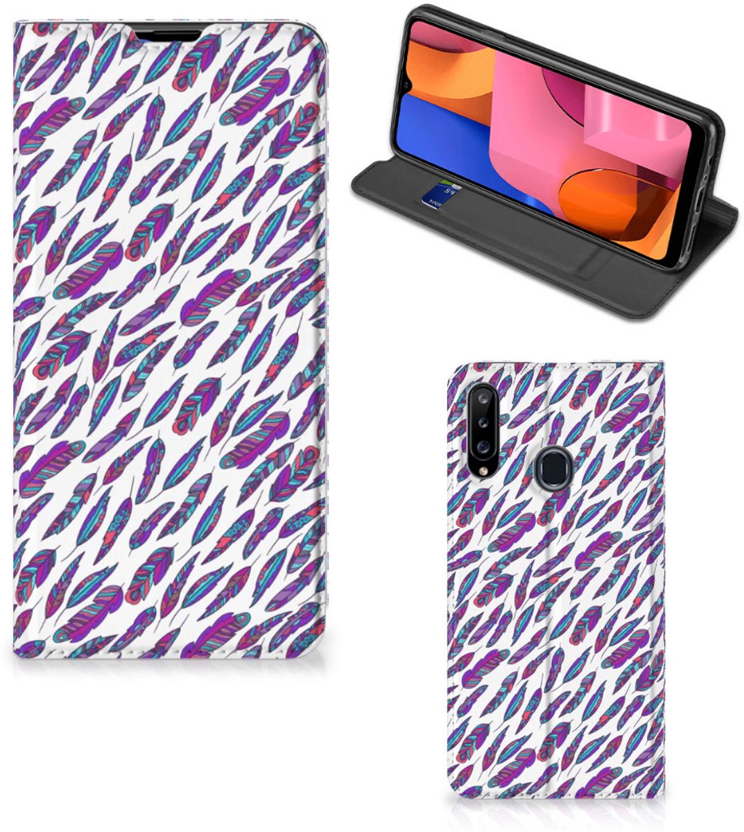 Samsung Galaxy A20s Hoesje met Magneet Feathers Color